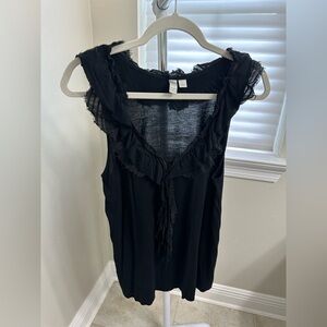 Elegant Black Ruffled Women's Top, Go International, Large
